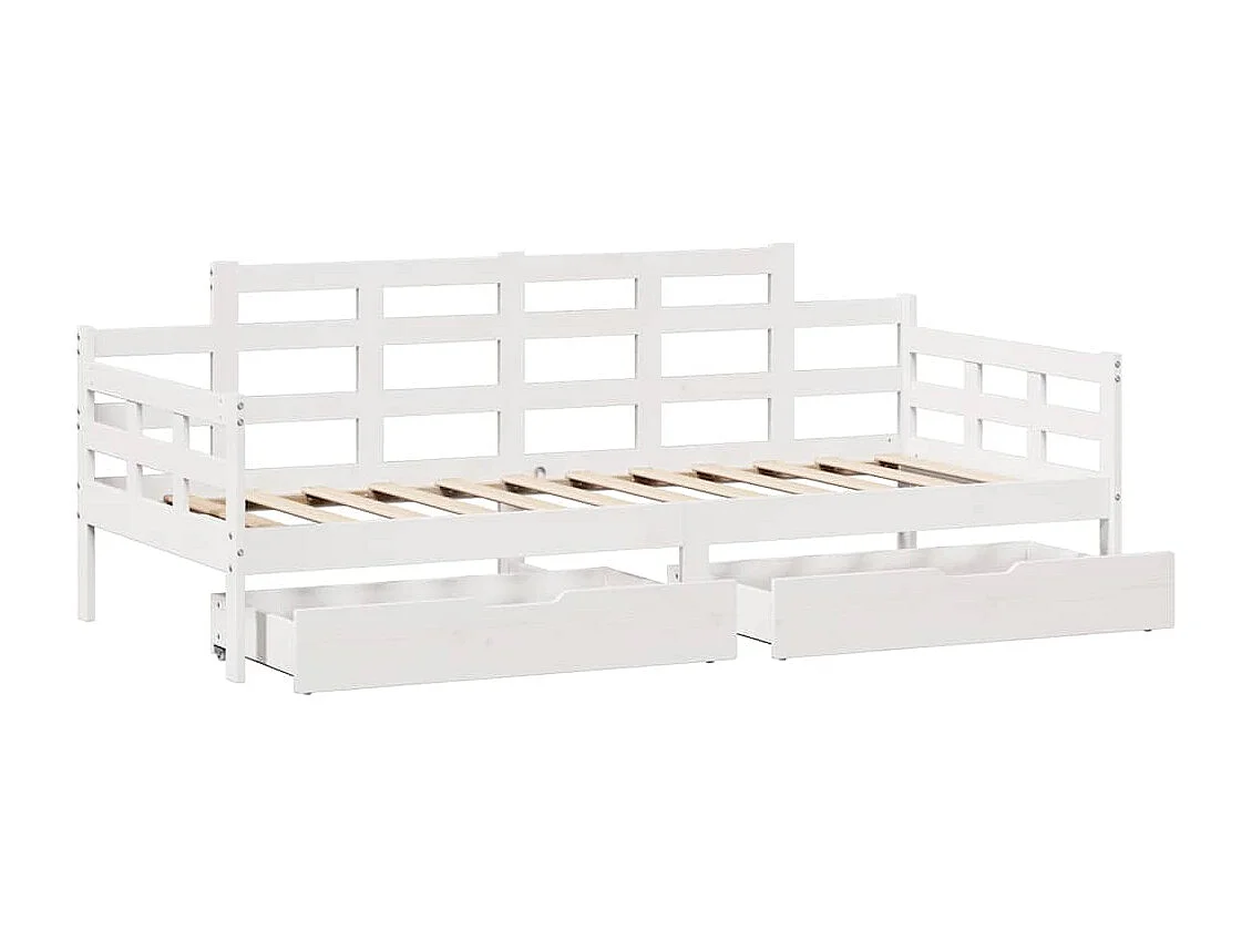 Cama de día y cajones sin colchón blanco 90x200 cm madera maciza