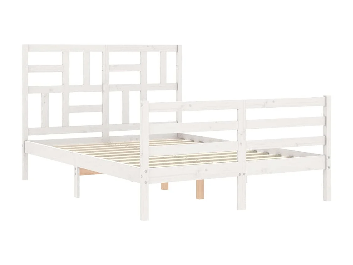 Cadre de lit sans matelas blanc 140x190 cm bois massif