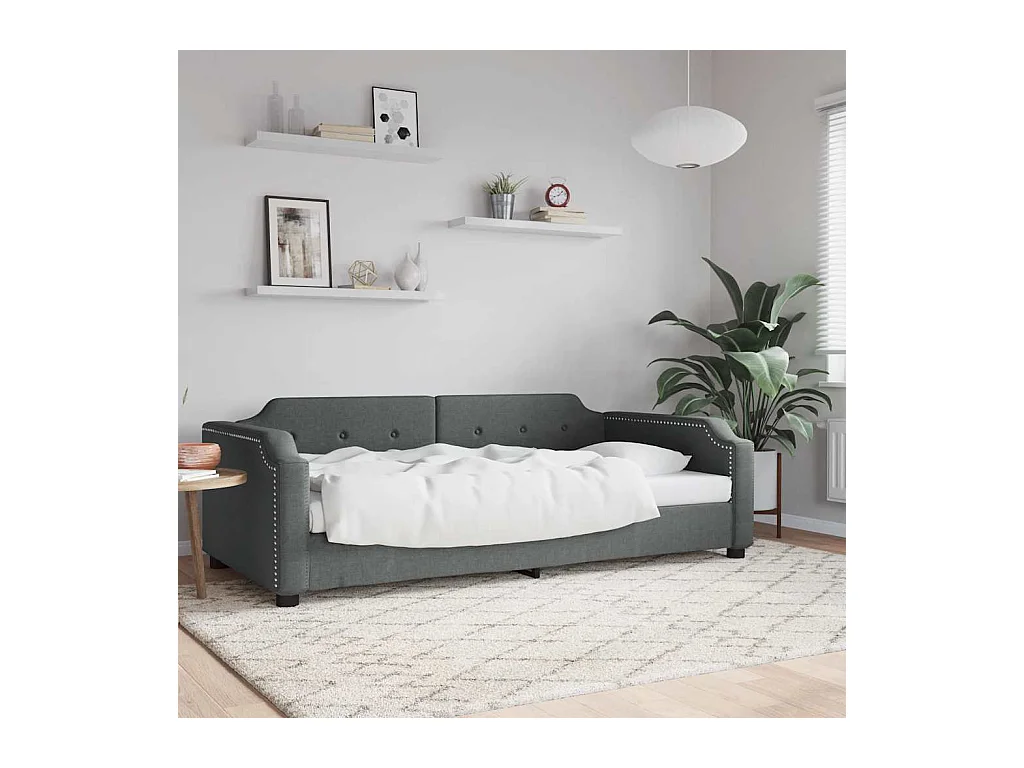 Dagbed zonder matras donkergrijs 80x200 cm stof