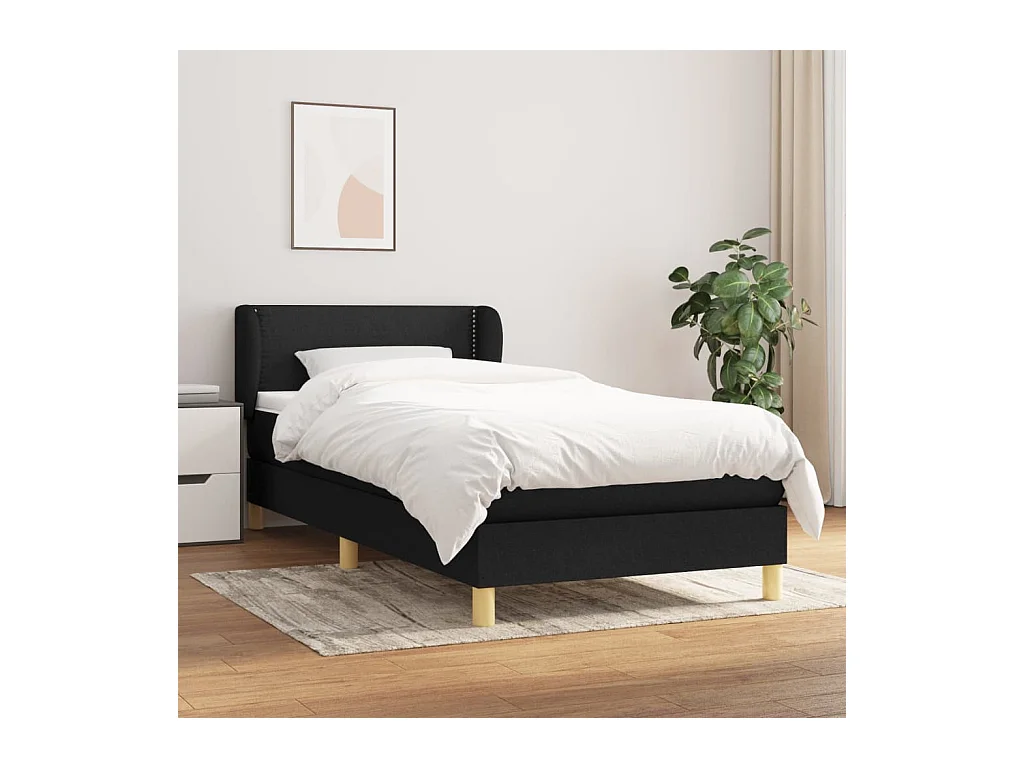 Sommier à lattes de lit avec matelas Noir 90x200 cm Tissu