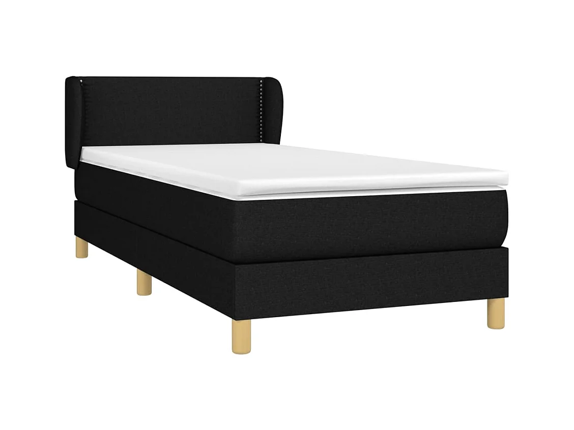 Sommier à lattes de lit avec matelas Noir 90x200 cm Tissu