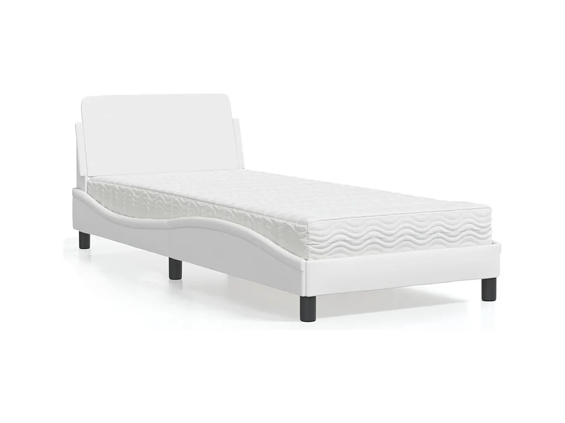 Lit avec matelas blanc 80x200 cm similicuir