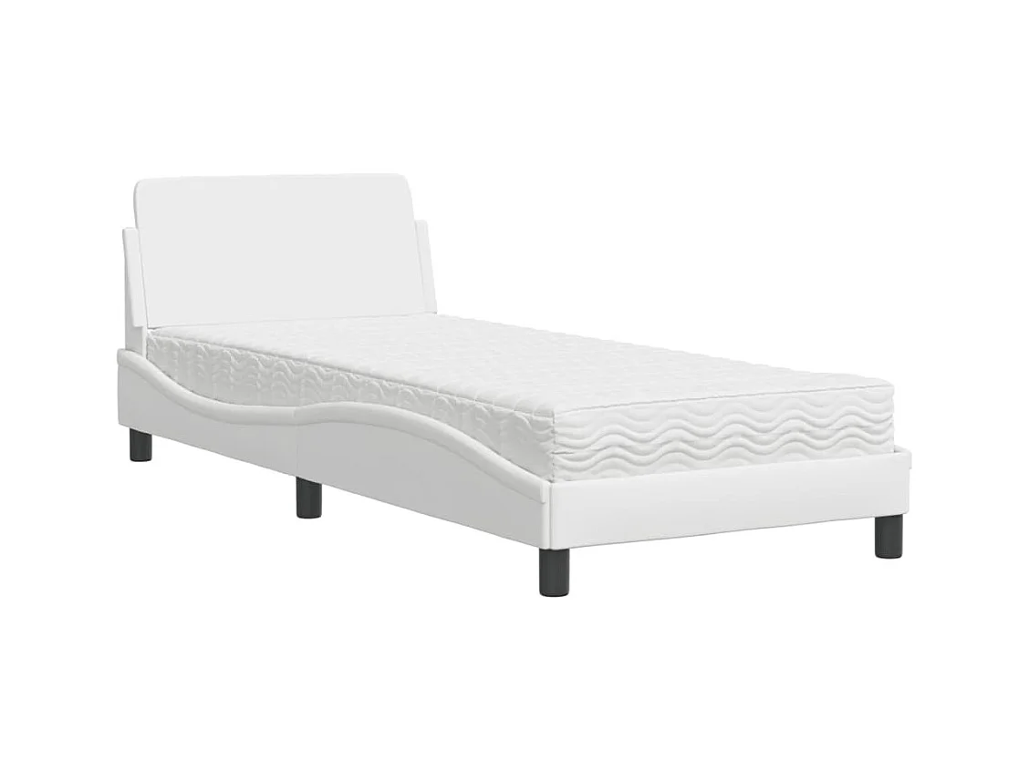 Lit avec matelas blanc 80x200 cm similicuir