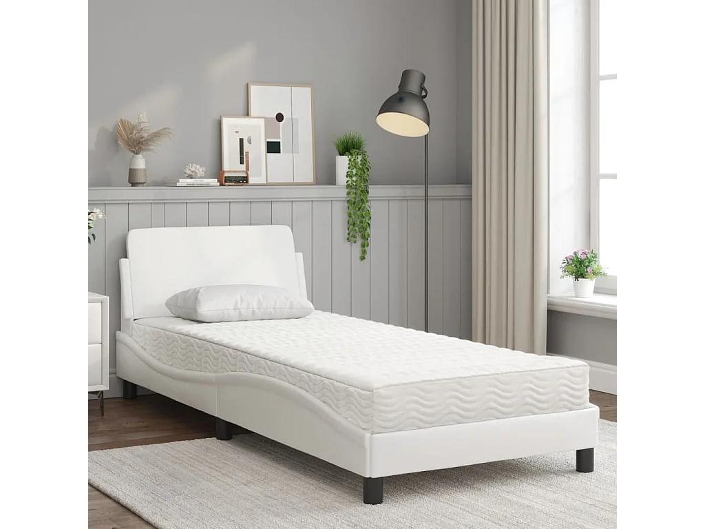 Cama con colchón blanco 80x200 cm símil piel