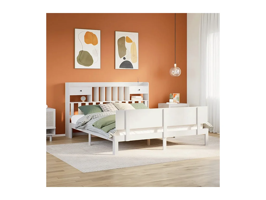 Wit boekenkastbed zonder matras 180x200 cm massief grenenhout