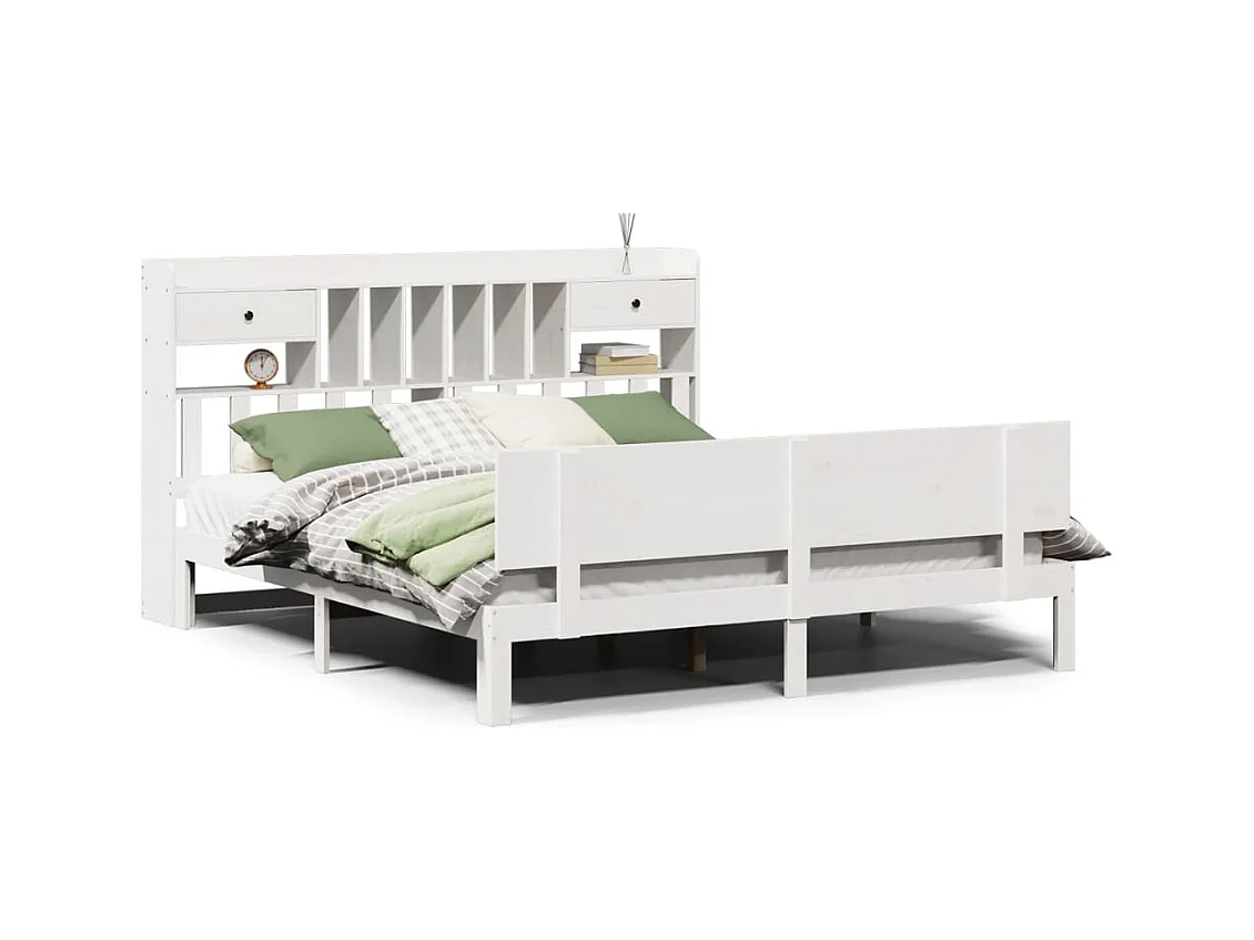 Wit boekenkastbed zonder matras 180x200 cm massief grenenhout