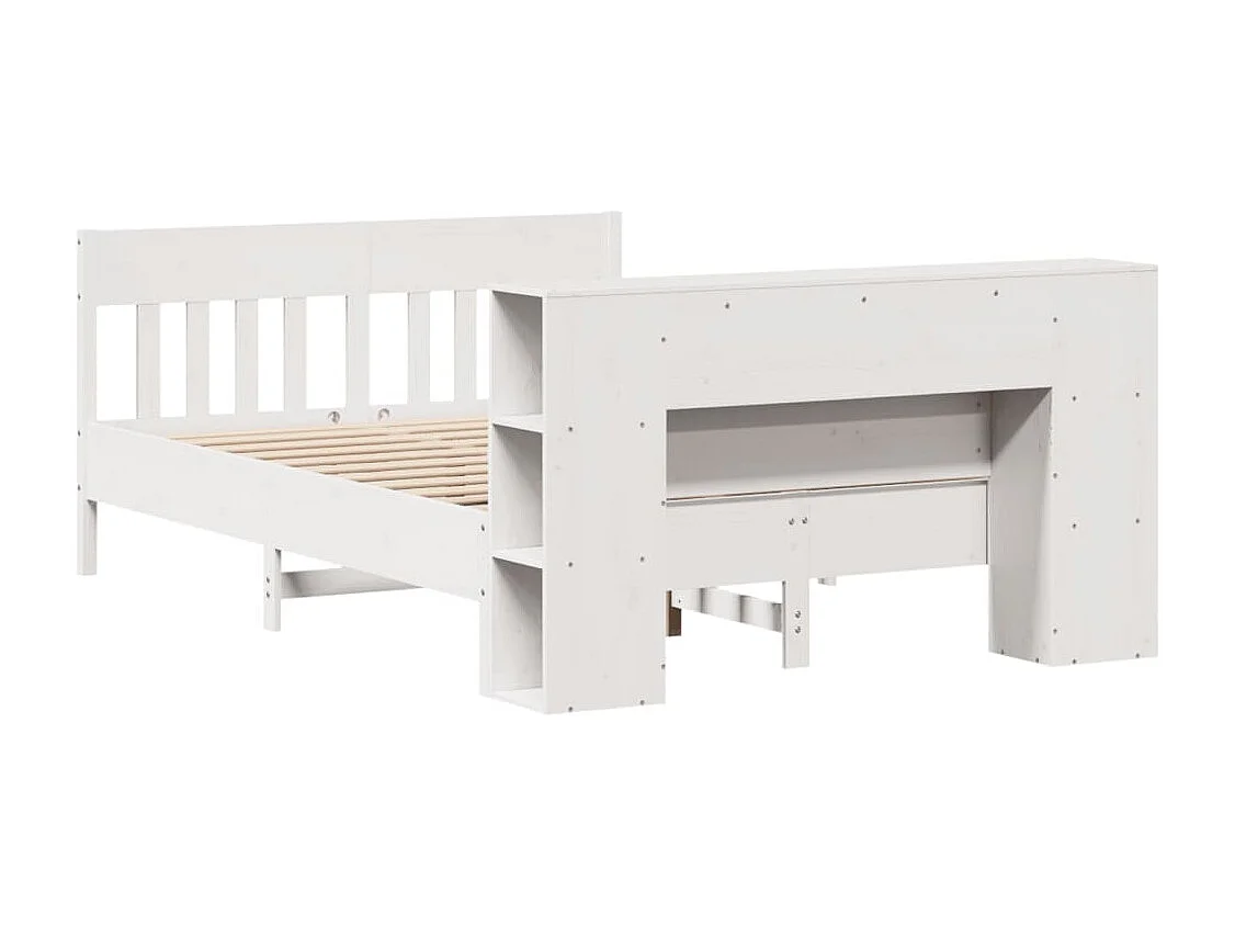 Letto libreria bianco senza materasso 120x200 cm in legno massello di pino