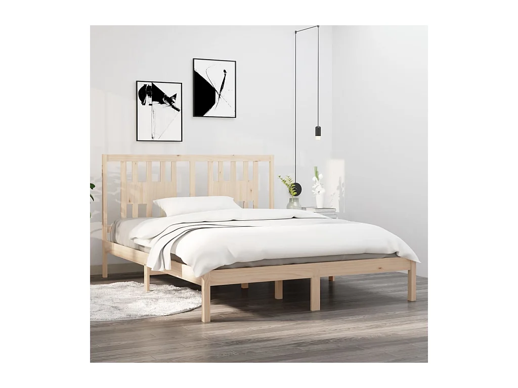 Estructura de cama de madera maciza de pino 160x200 cm