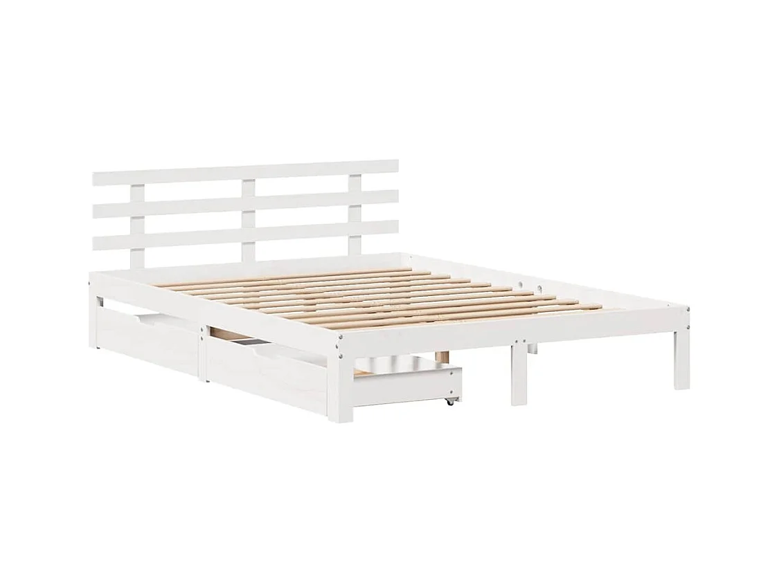 Bedframe met lades zonder matras wit 140x200 cm