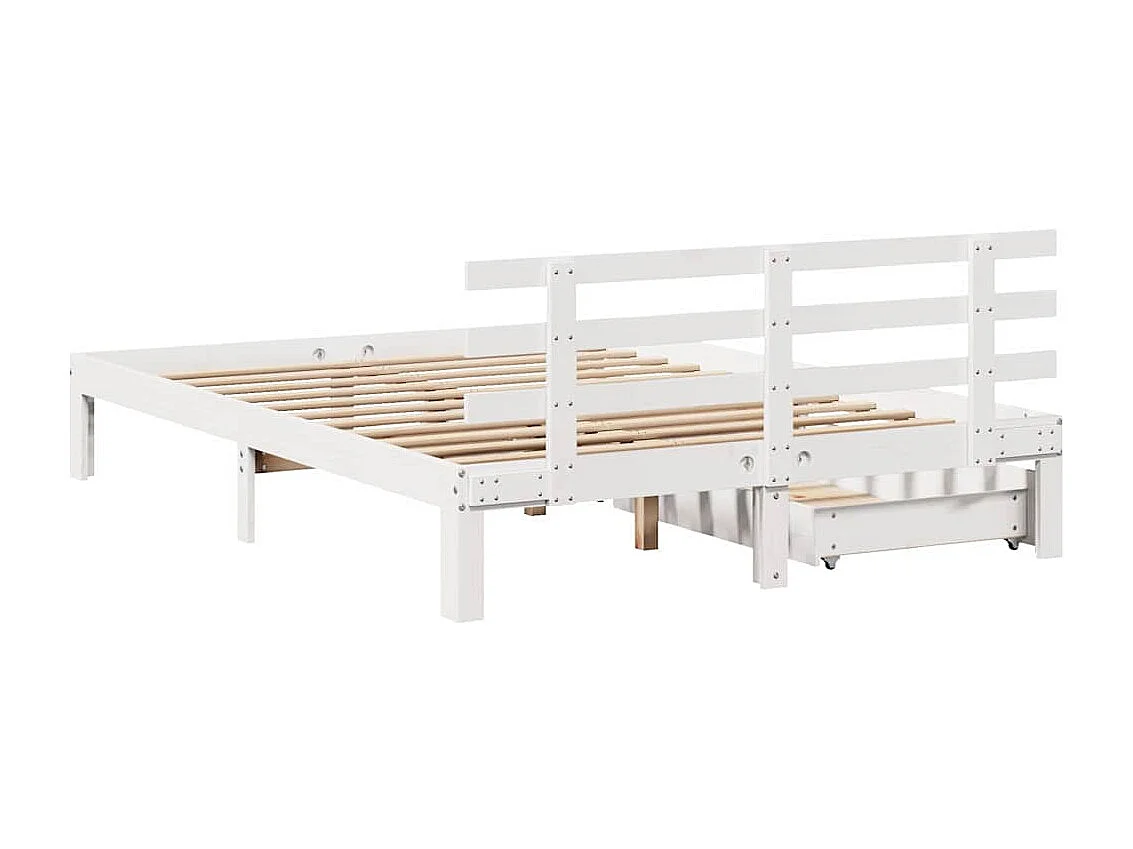 Bedframe met lades zonder matras wit 140x200 cm