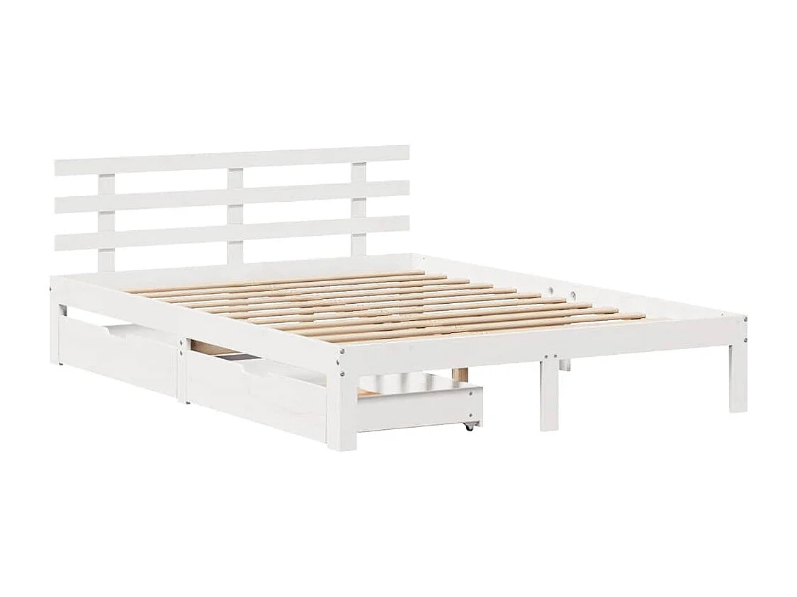 Struttura letto con cassetti senza materasso bianco 140x200 cm