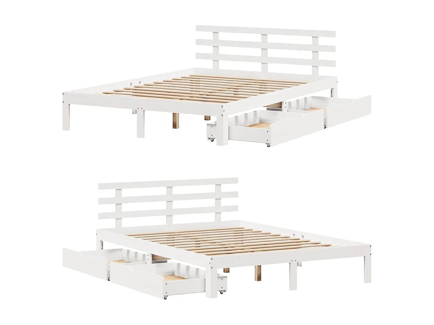 Struttura letto con cassetti senza materasso bianco 140x200 cm