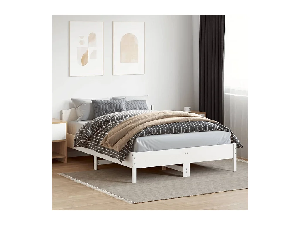 Bedframe zonder matras wit 140x200 cm massief grenenhout