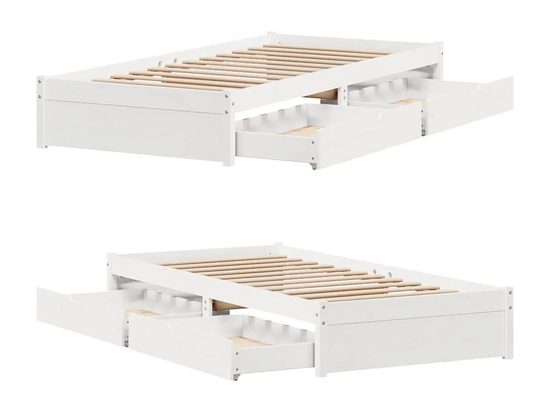 Cadre de lit sans matelas blanc 75x190 cm bois de pin massif