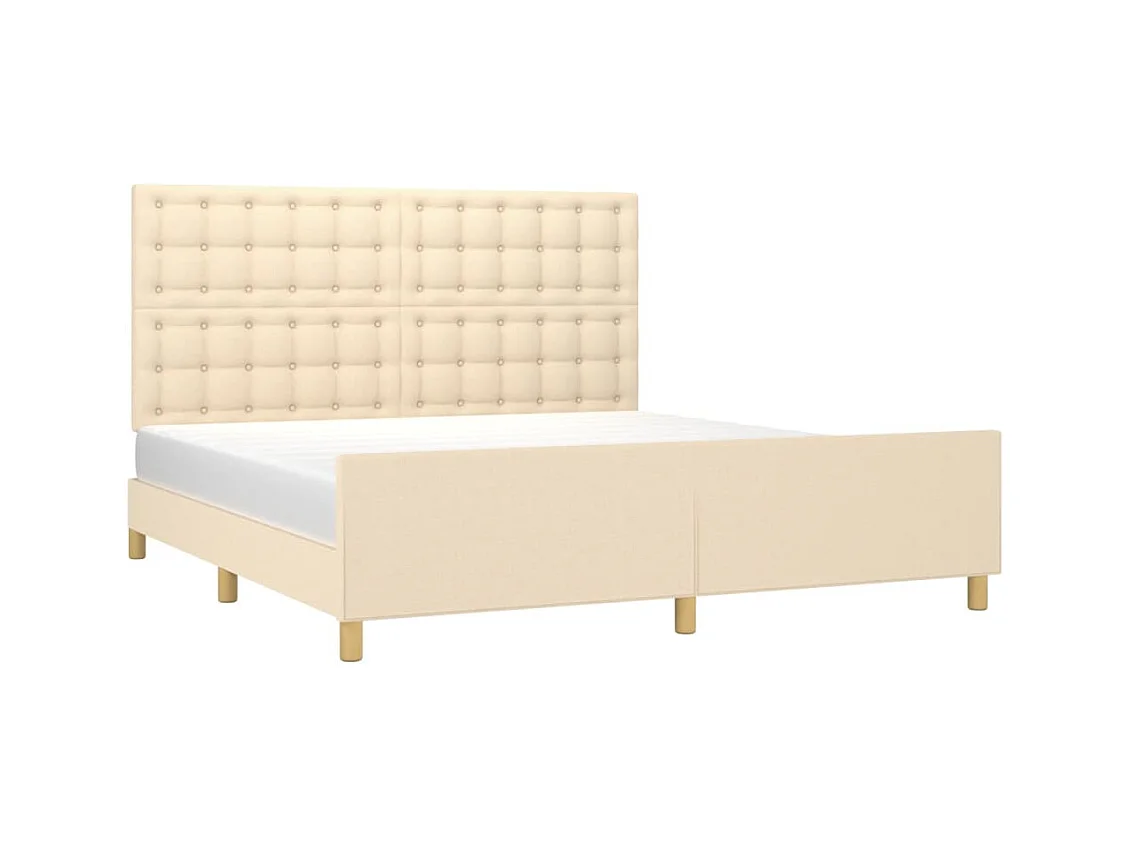 Cadre de lit sans matelas crème 160x200 cm tissu