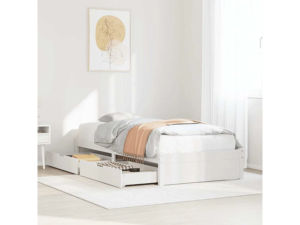 Cadre de lit sans matelas blanc 90x200 cm bois de pin massif