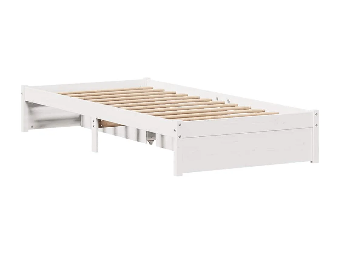 Cadre de lit sans matelas blanc 90x200 cm bois de pin massif