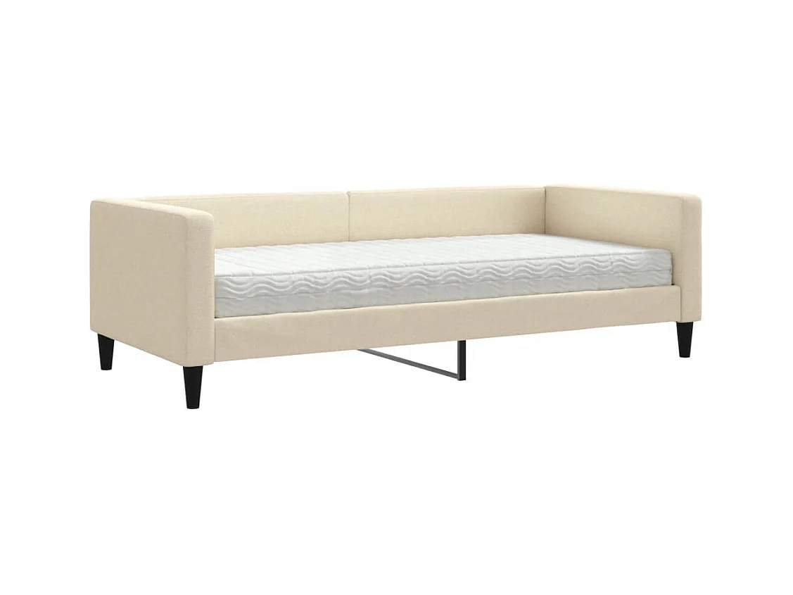 Lit de jour avec matelas crème 90x200 cm tissu