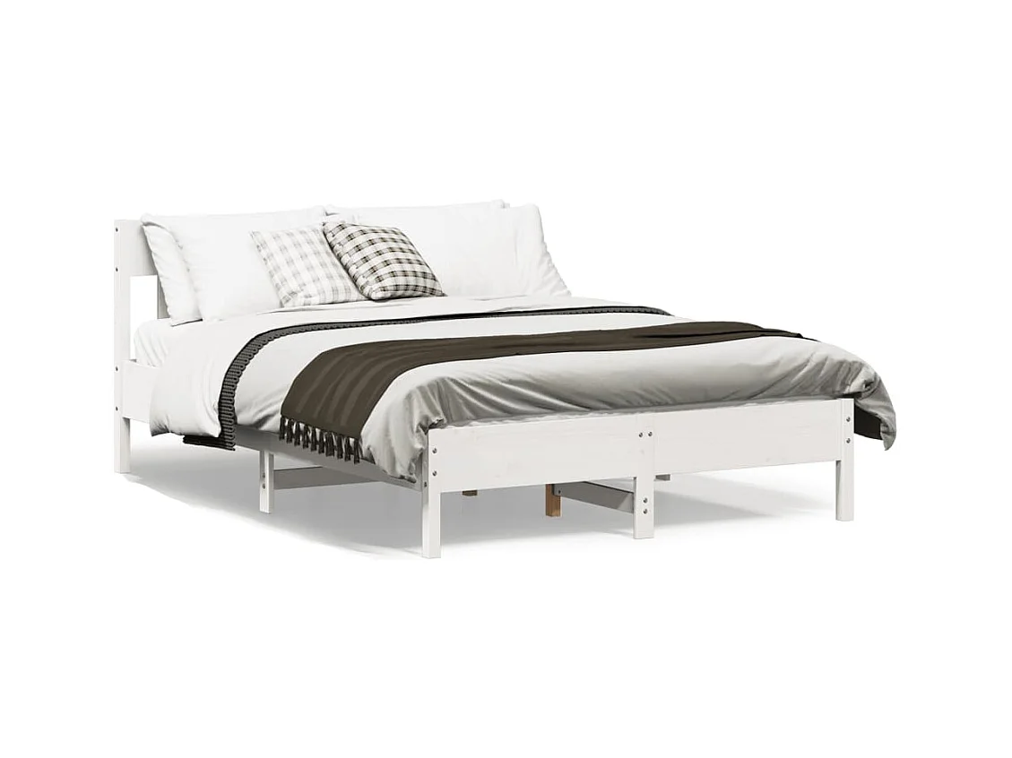 Estructura de cama sin colchón blanca 160x200 cm madera maciza de pino