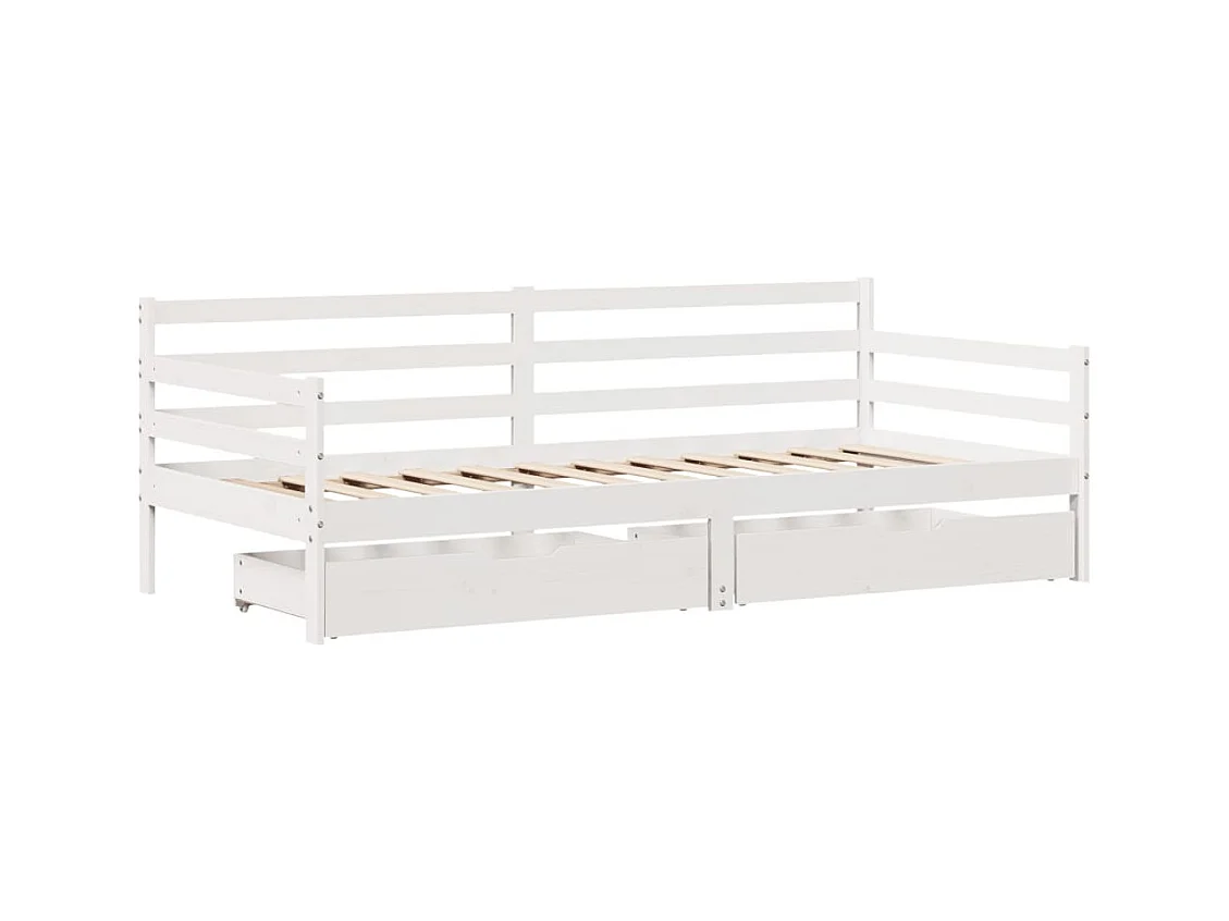 Cama de día y cajones sin colchón blanco 90x200 cm madera maciza