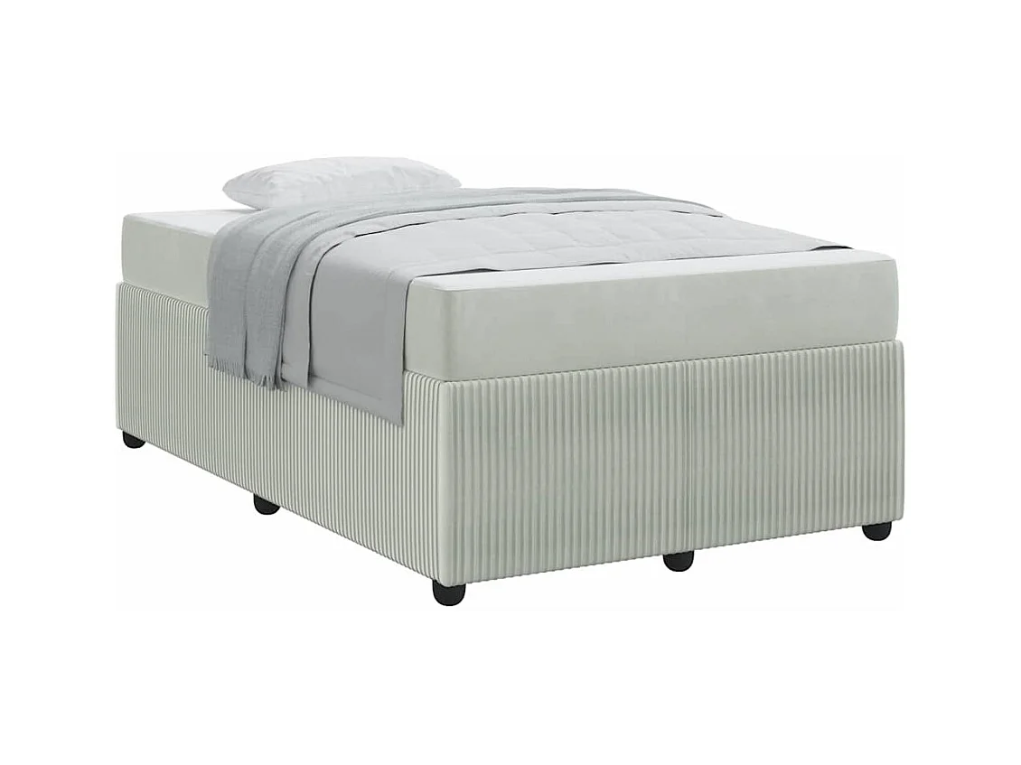 Cadre de lit avec matelas Gris clair 120 x 190 cm Velours