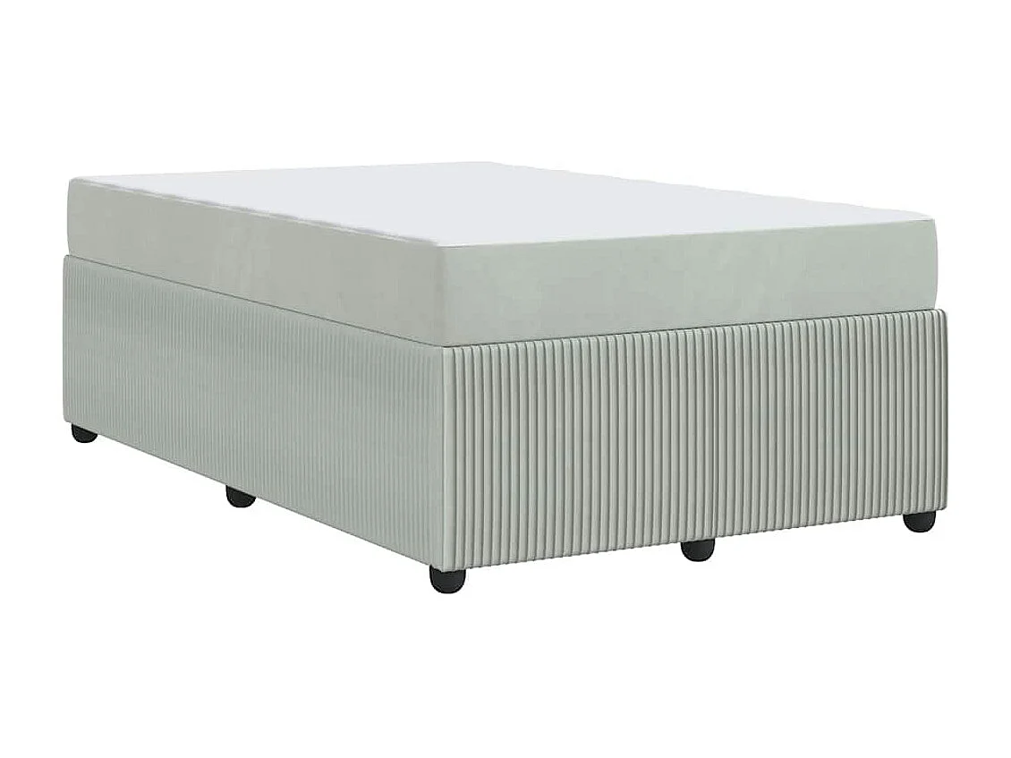Cadre de lit avec matelas Gris clair 120 x 190 cm Velours