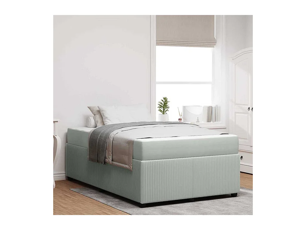 Estructura de cama con colchón Gris claro 120 x 190 cm Terciopelo