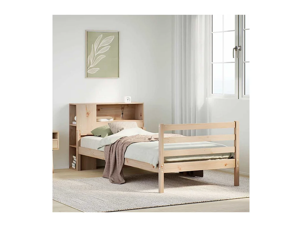 Cama biblioteca sin colchón 100x200 cm madera maciza de pino