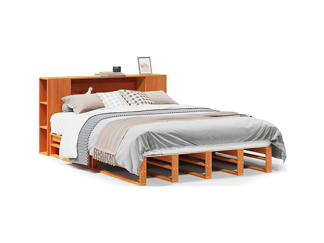 Regalbett ohne Matratze, braun gewachst, 150x200cm, Massivholz