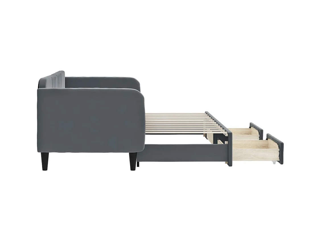 Lit de jour avec gigogne et tiroirs sans matelas 80x200 cm