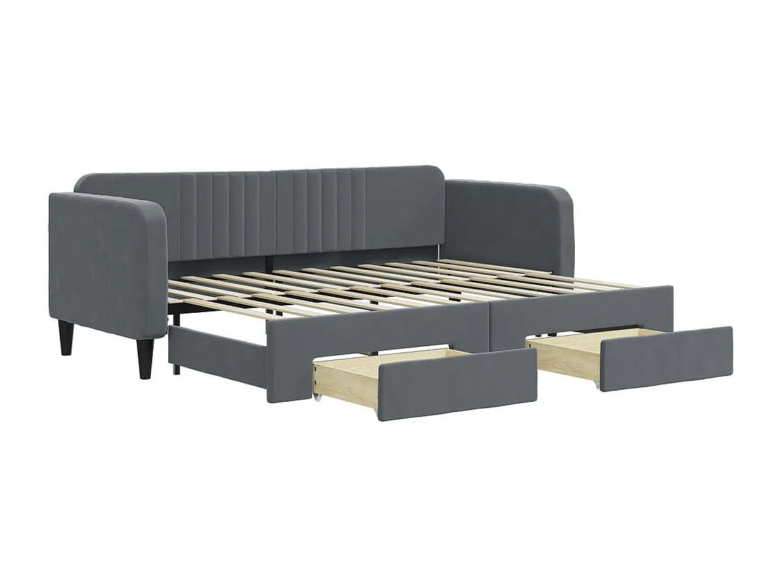 Divano letto con rotelle e cassetti senza materasso 80x200 cm