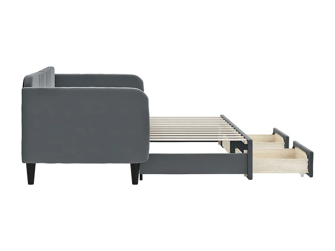 Divano letto con rotelle e cassetti senza materasso 80x200 cm