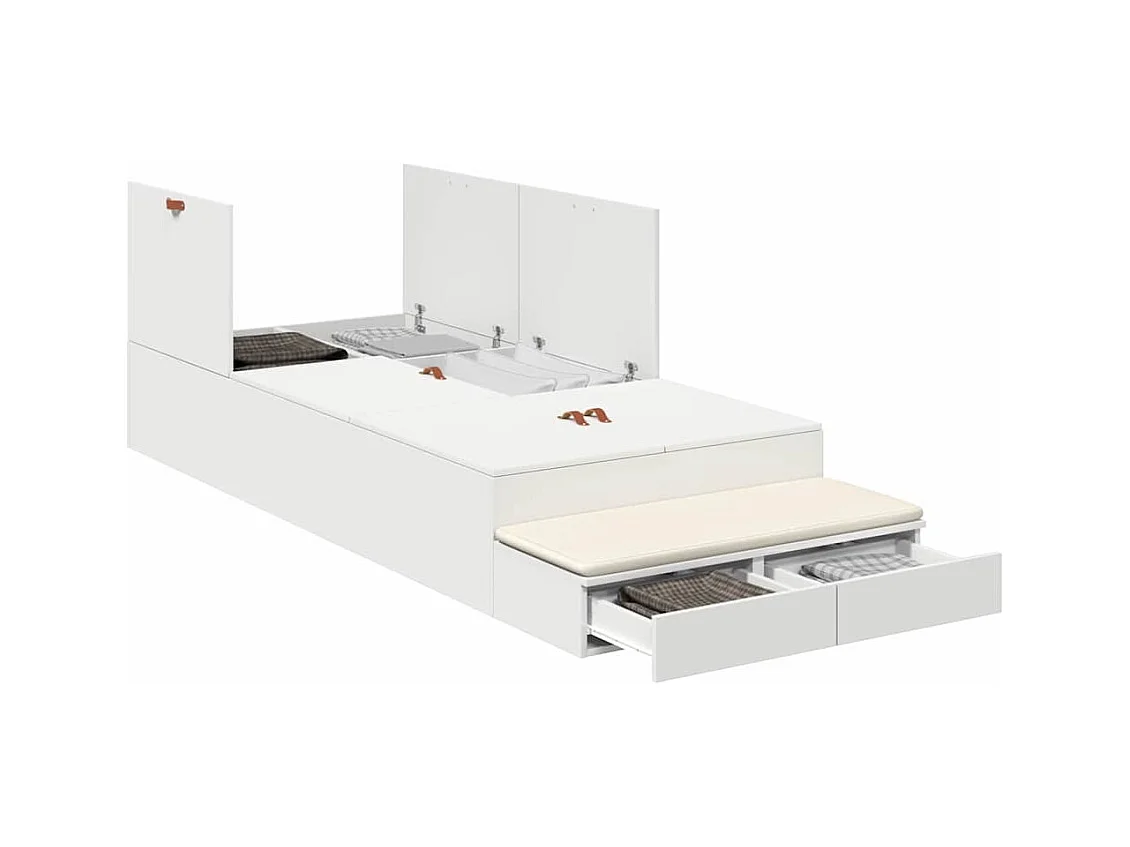 Bedframe met opbergruimte Wit 236,5 x 90 x 31,5 cm