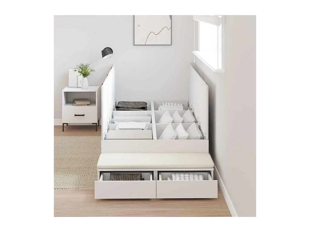 Bedframe met opbergruimte Wit 236,5 x 90 x 31,5 cm