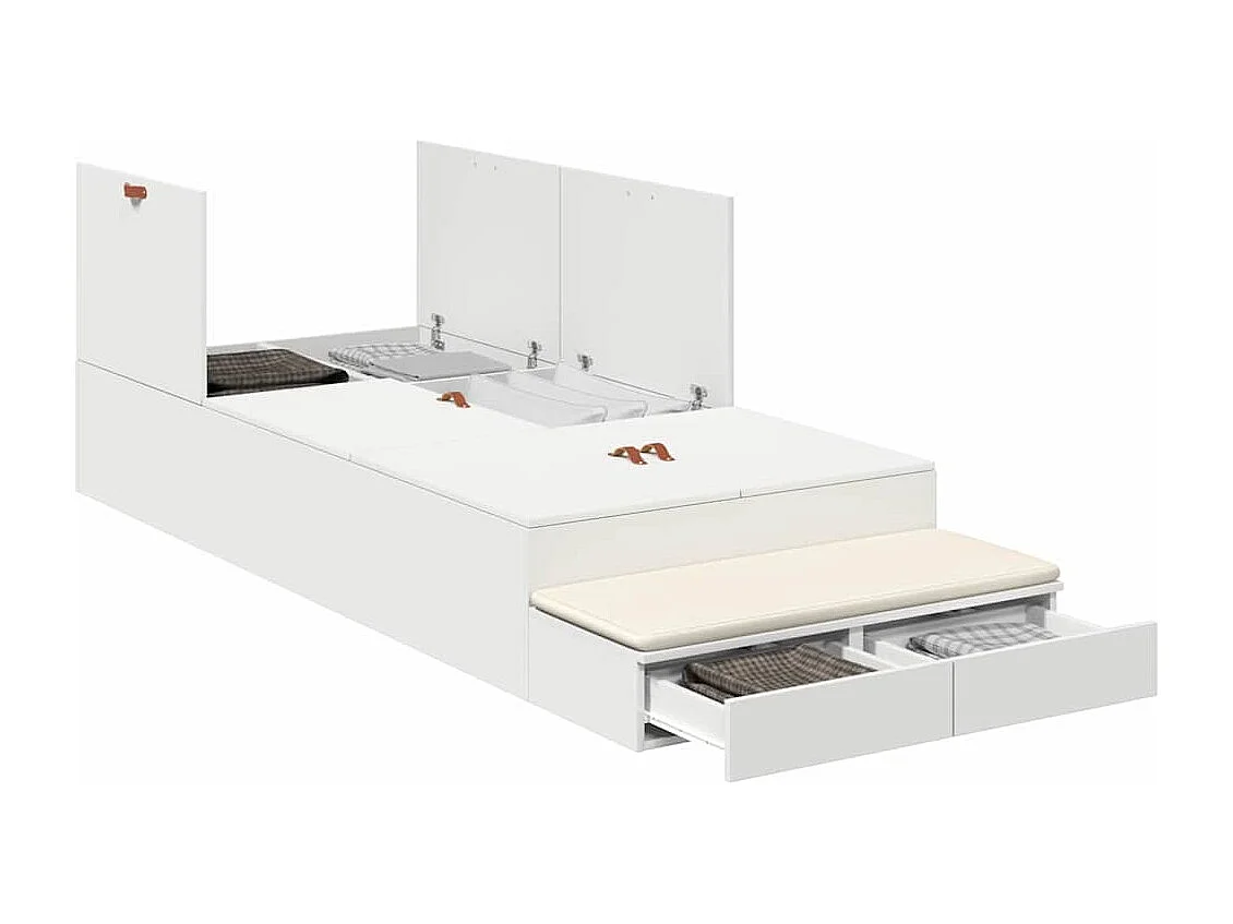 Cadre de lit avec rangement Blanc 236.5 x 90 x 31.5 cm