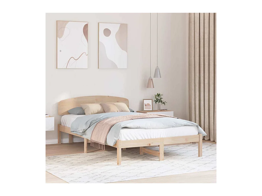 Estructura de cama marrón 135 x 190 cm madera maciza de pino