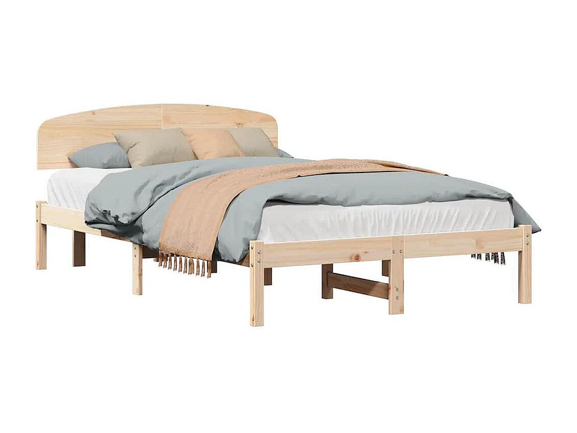 Estructura de cama marrón 135 x 190 cm madera maciza de pino