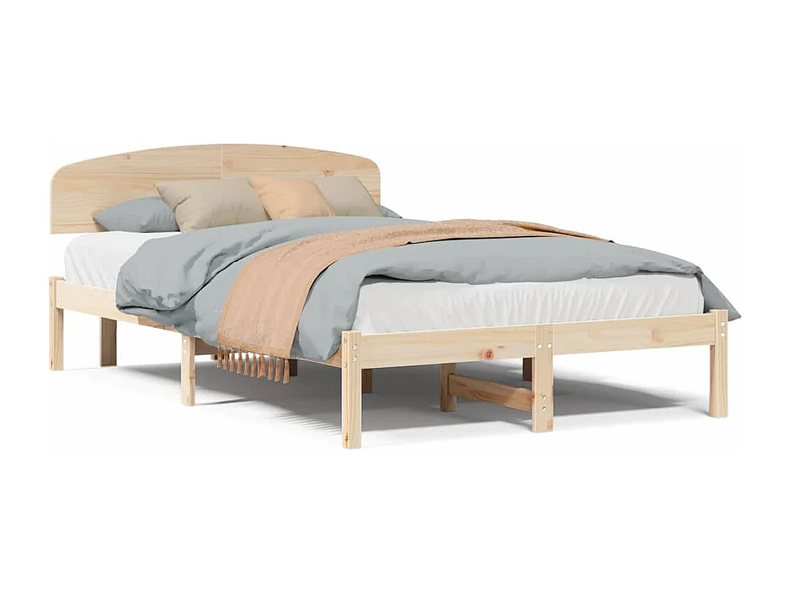 Estructura de cama marrón 135 x 190 cm madera maciza de pino