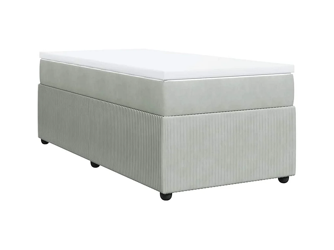 Somier de láminas de terciopelo gris claro de 100 x 200 cm y colchón