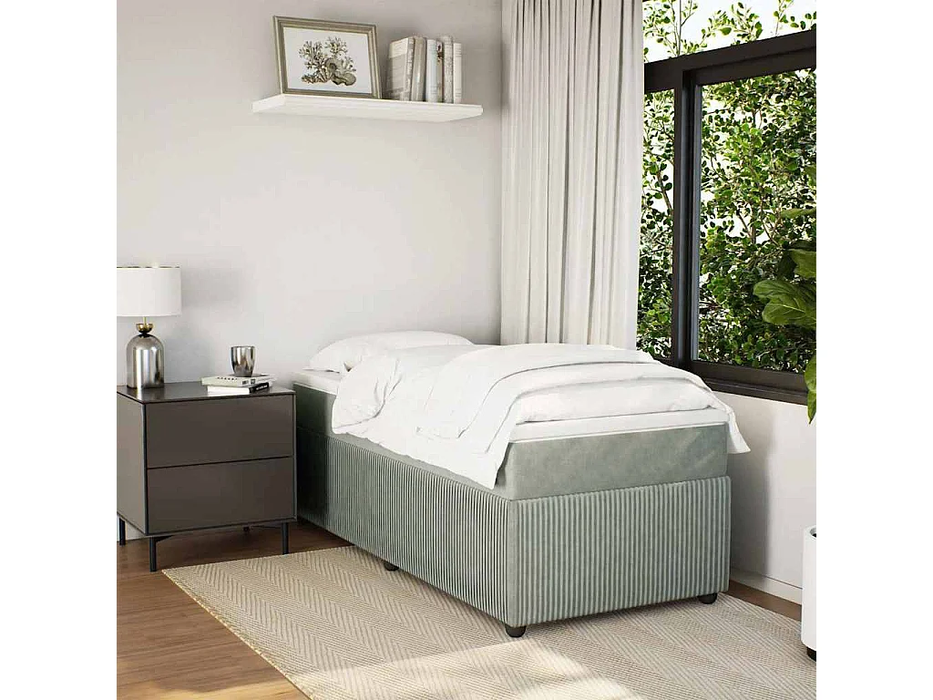 Rete a doghe in velluto grigio chiaro 100x200cm e materasso