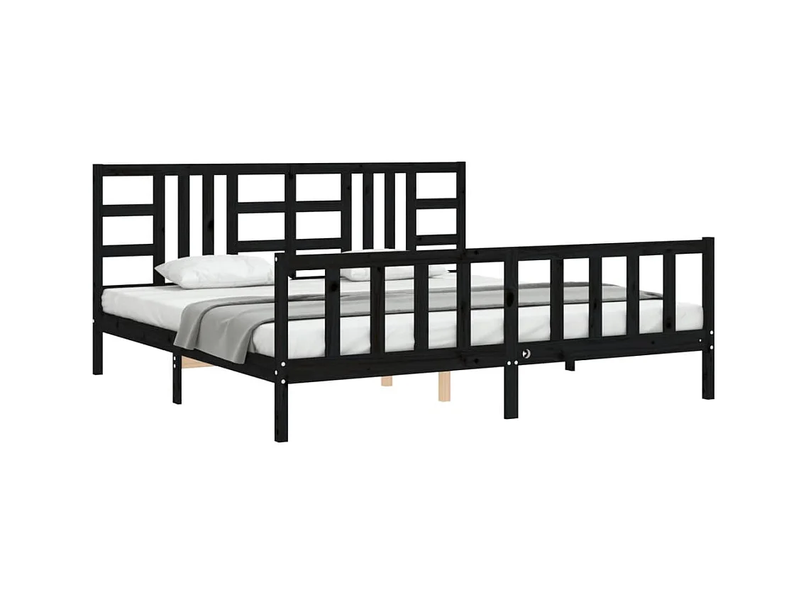 Bedframe zonder matras zwart 200x200 cm massief grenenhout