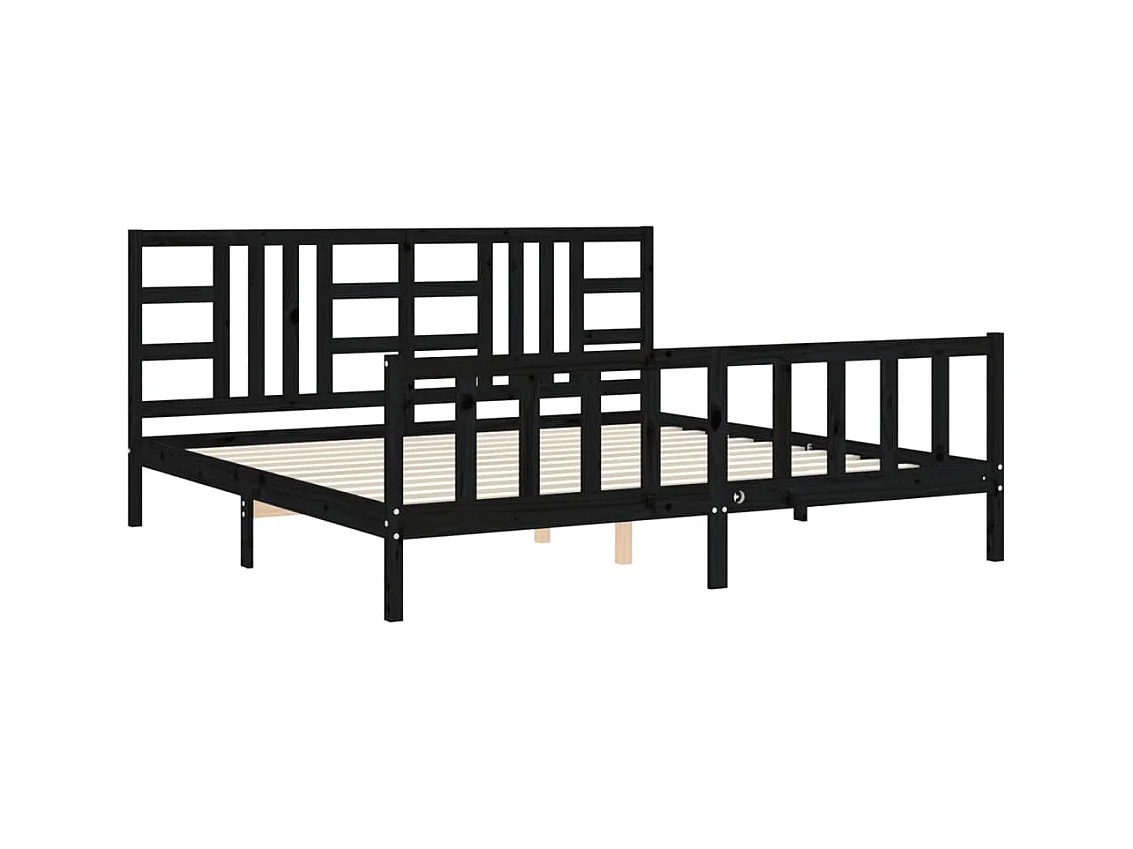 Bedframe zonder matras zwart 200x200 cm massief grenenhout