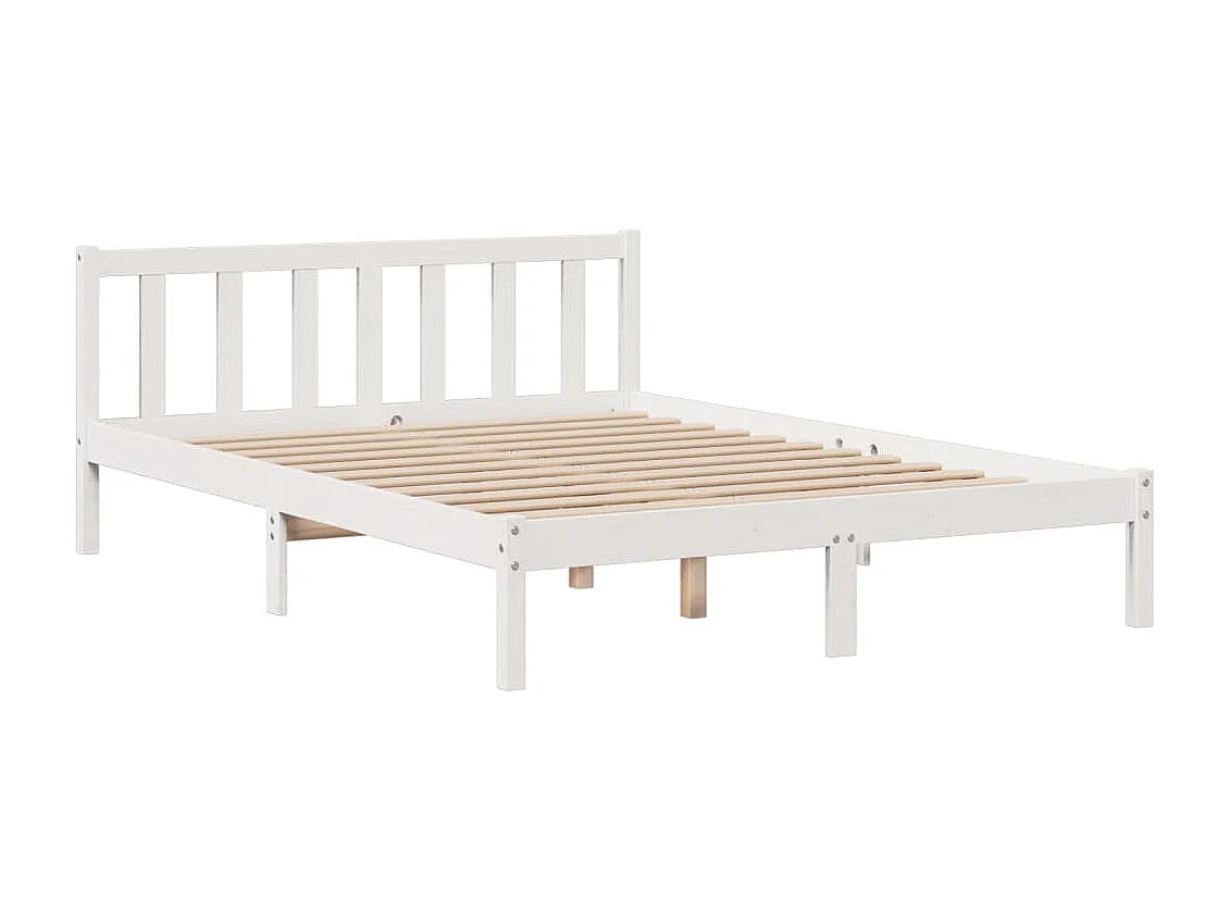 Lit bibliothèque sans matelas blanc 140x190 cm bois pin massif