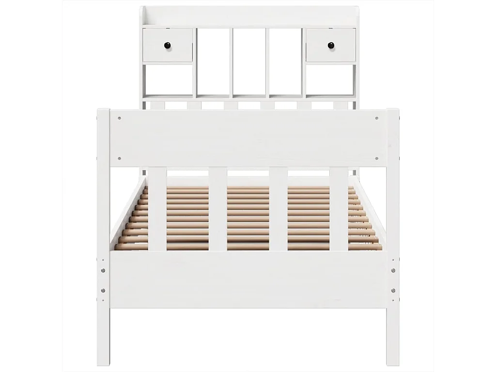 Estructura de cama sin colchón blanca 75x190 cm madera maciza de pino
