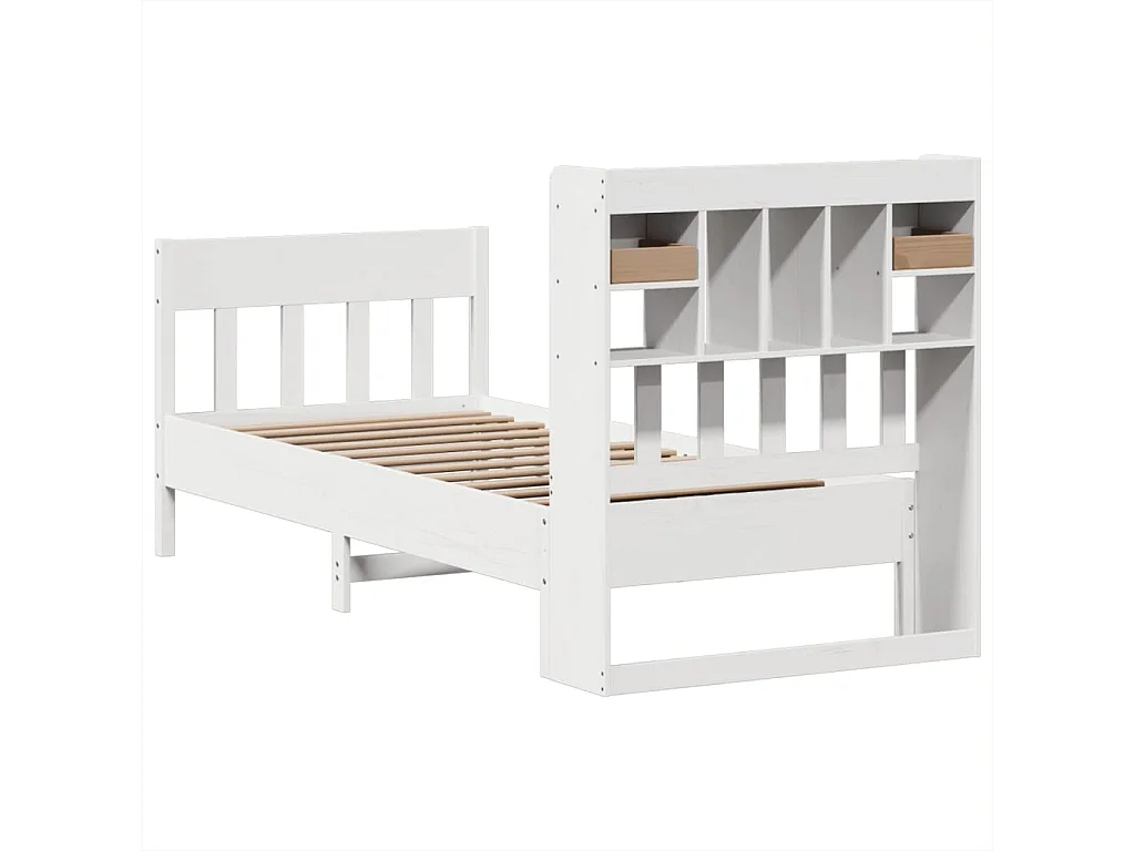 Estructura de cama sin colchón blanca 75x190 cm madera maciza de pino