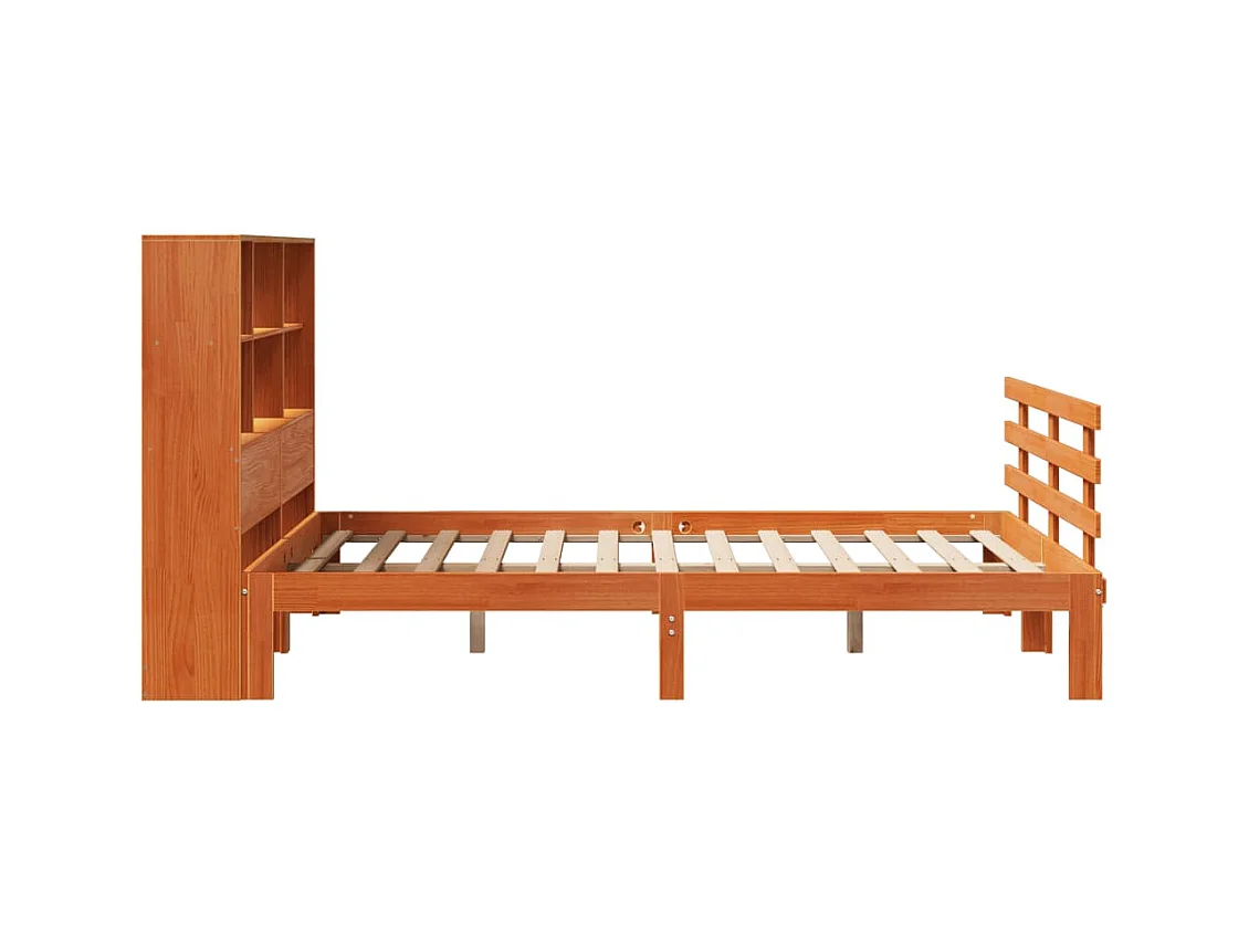 Cama biblioteca sin colchón marrón cera 140x190 cm pino macizo