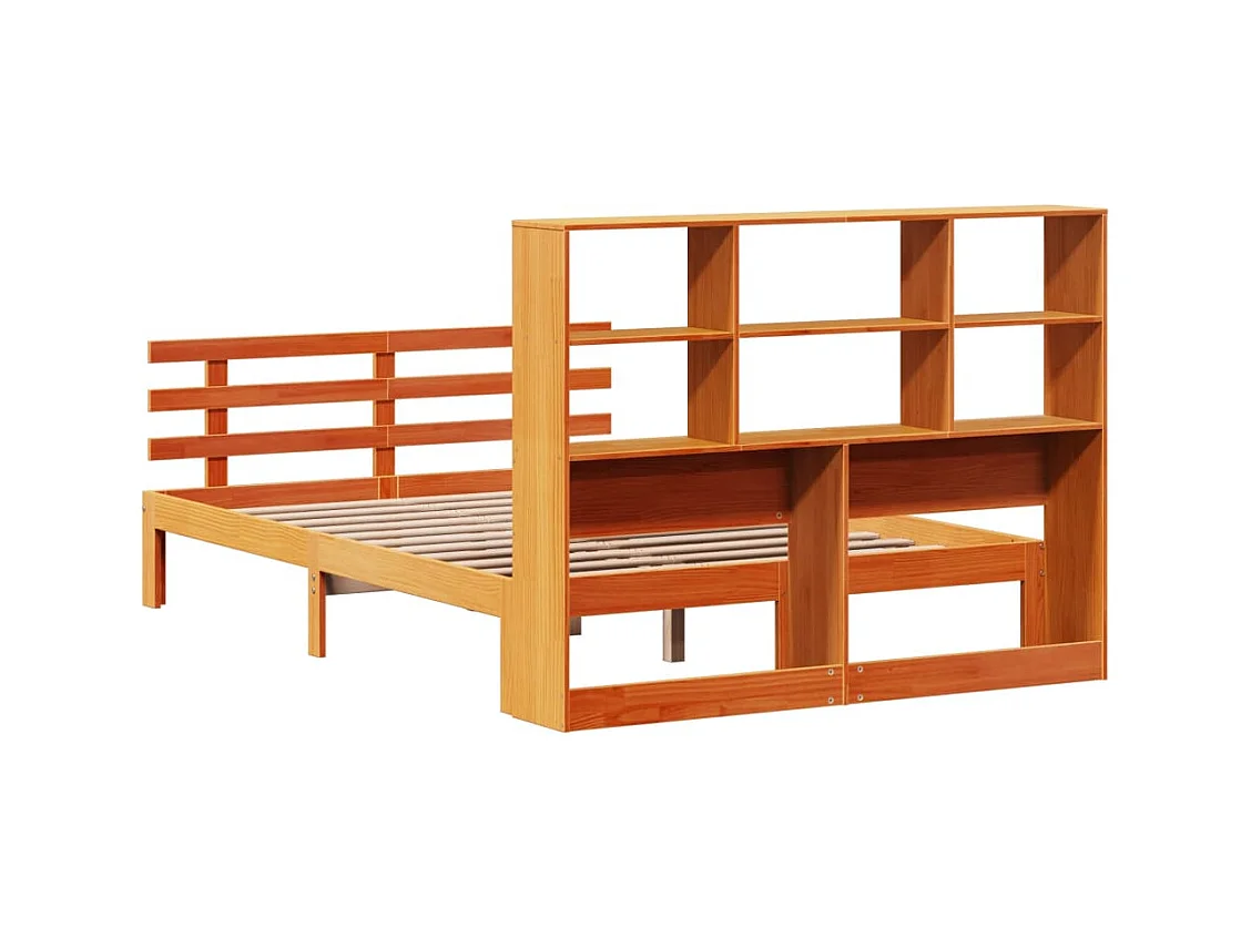 Cama biblioteca sin colchón marrón cera 140x190 cm pino macizo