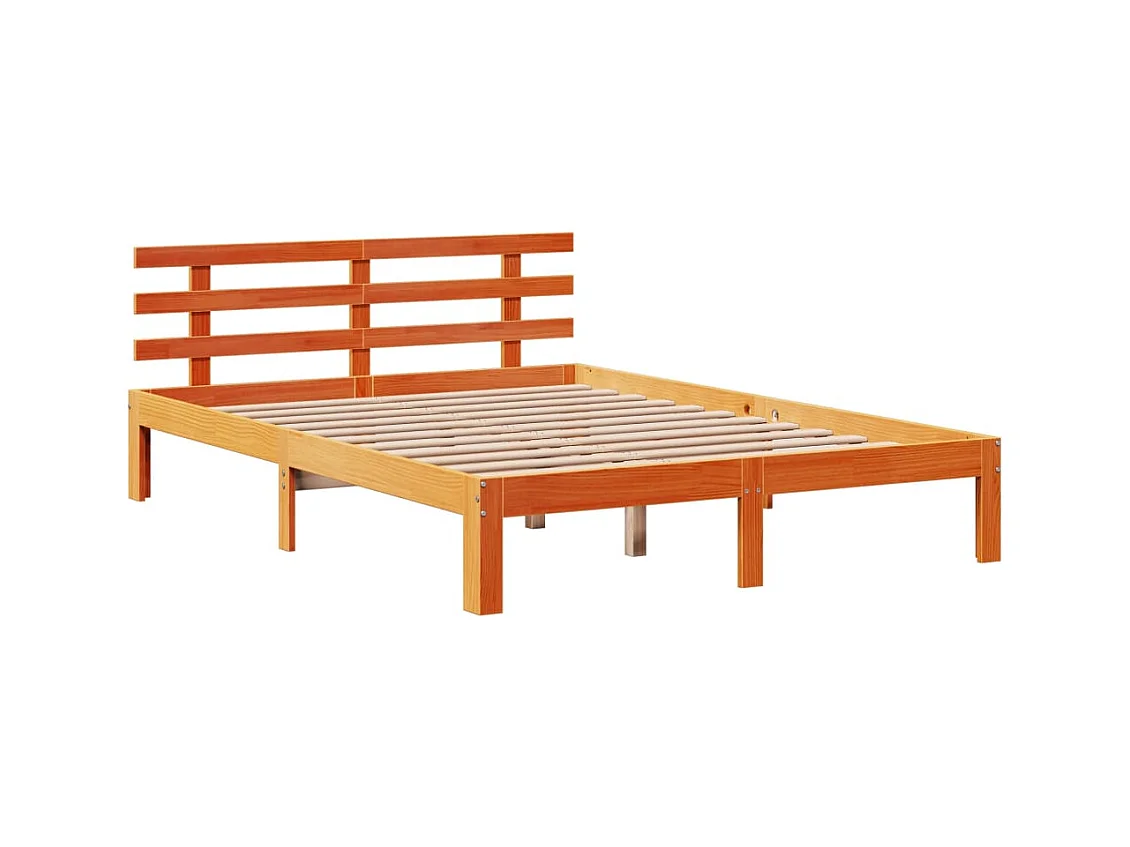 Cama biblioteca sin colchón marrón cera 140x190 cm pino macizo