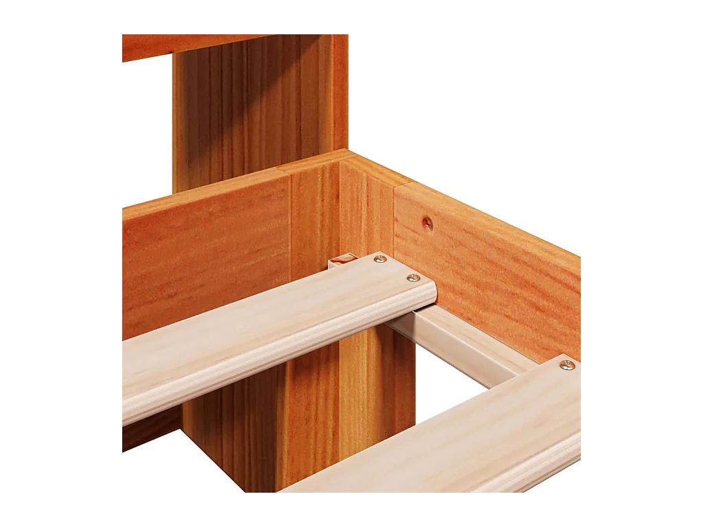 Cama biblioteca sin colchón marrón cera 140x190 cm pino macizo