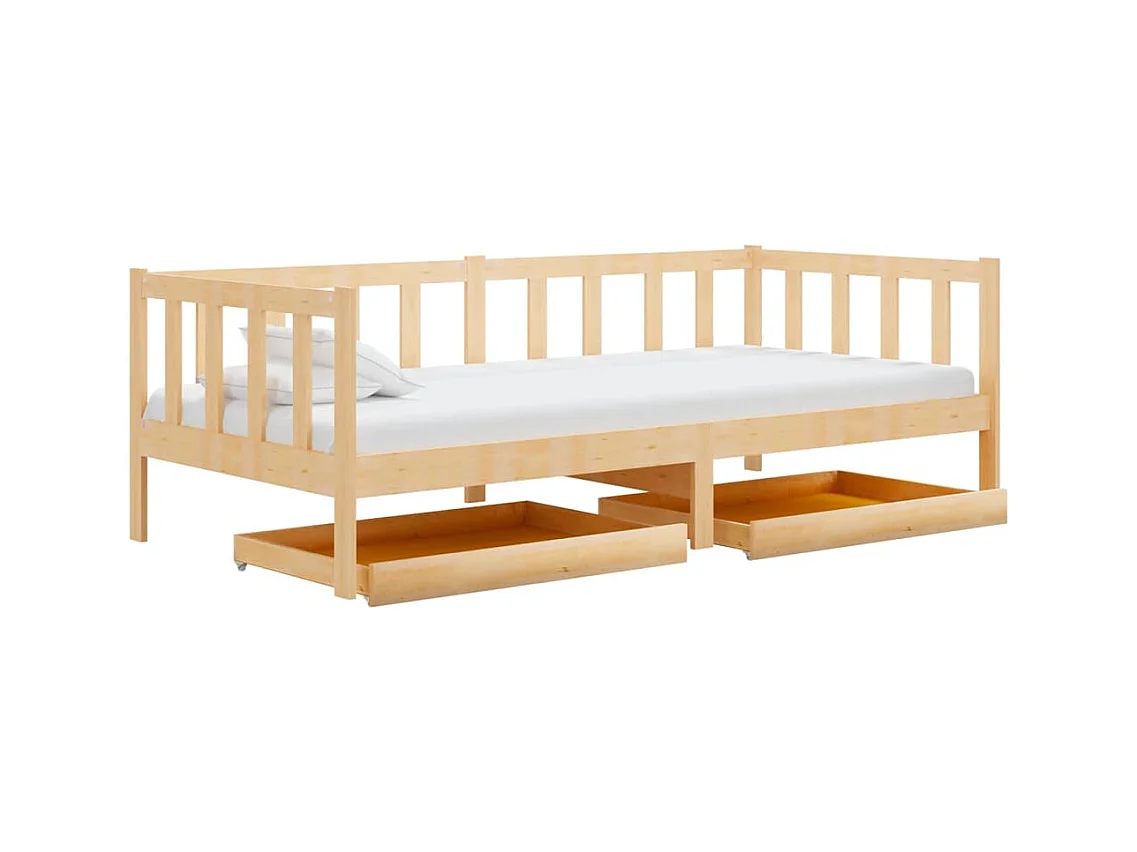 Lit de jour sans matelas avec tiroirs 90x200 cm bois pin massif